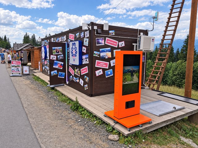 Photo display totem — installation view