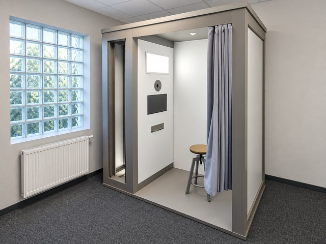 Custom photo cabin — open view