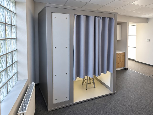 Custom photo cabin — side view